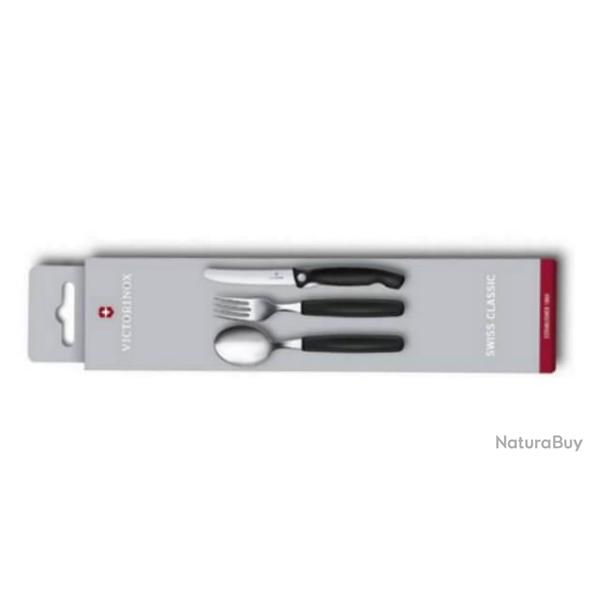 kit 3 couverts Victorinox Swiss Classic noirs pliants