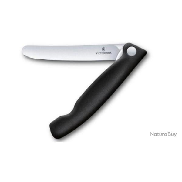 Couteau d'office noir lisse Victorinox Swiss Classic pliant sur carte