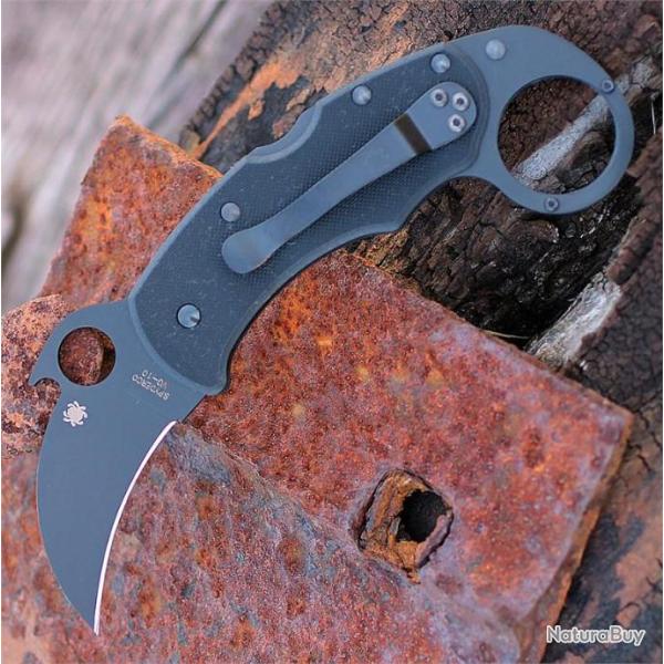 Couteau Spyderco Karahawk Lame Acier VG-10 Manche Black G-10 Made In Japan SC170GBBKP - Z