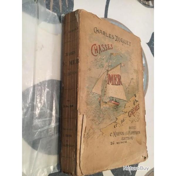 Charles Diguet, CHASSES MER et DE GREVES 1874 broch� in12 309 pages