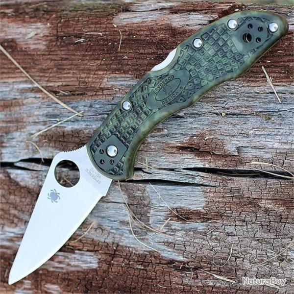 Couteau Spyderco Zome Delica 4 Lame Acier VG-10 Manche FRN Camo Made In Japan SC11ZFPGR