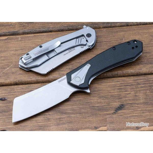 Couteau Kershaw Bracket A/O Lame Acier 8Cr13MoV Cleaver Manche G10 Framelock Clip KS3455