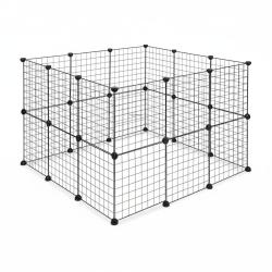 Enclos pour petits animaux domestiques parc extensible cage grille clapier grillage pack de 24 noir