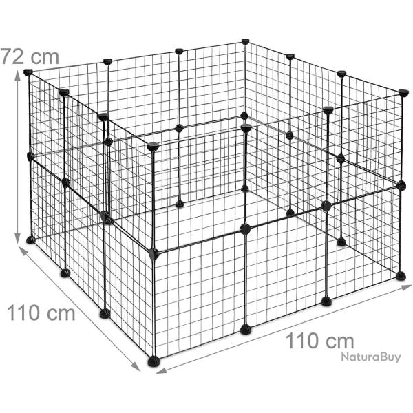 Enclos pour petits animaux domestiques parc extensible cage grille clapier grillage pack de 24 noir