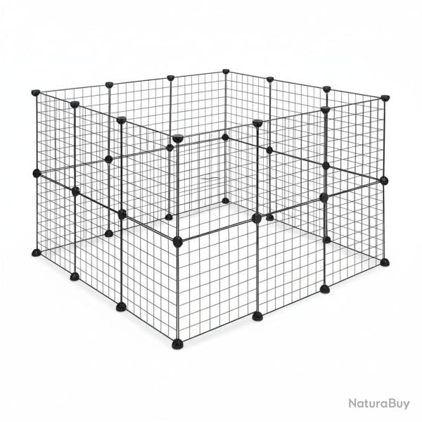 Enclos pour petits animaux domestiques parc extensible cage grille clapier grillage pack de 24 noir