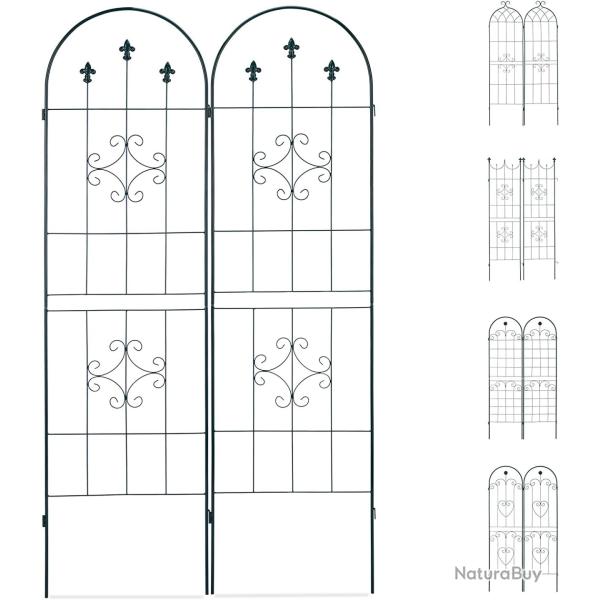 Treillis cl�ture plante grimpante arche jardin fer set de 2 vert 13_0002896_4