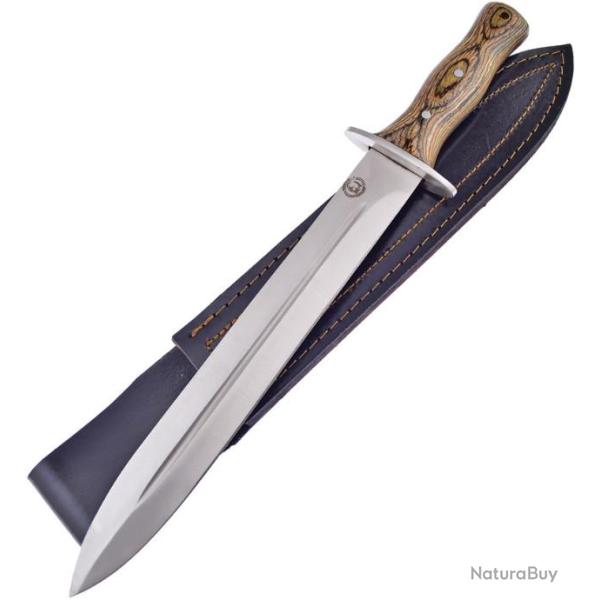 Couteau de Chasse Frost Cutlery Chipaway Hunter Lame Acier Inox Manche Bois Etui Cuir FCW1012BW