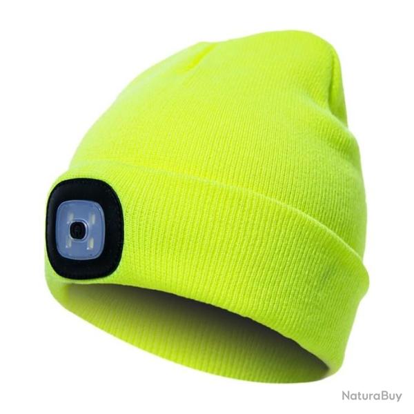 Bonnet LED Rechargeable en USB avec 3 mode lumineux yellow  - LIVRAISON OFFERTE