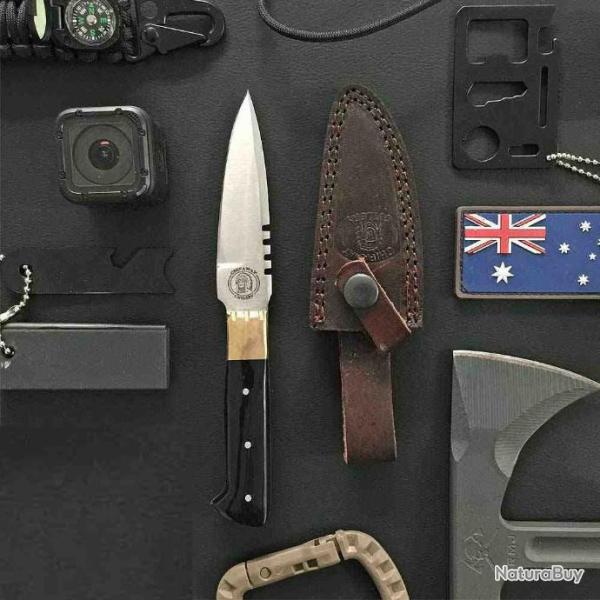 Couteau Frost Cutlery Sierra Madre Bowie Horn Lame Acier Inox Manche Corne Etui Cuir FCW352BH