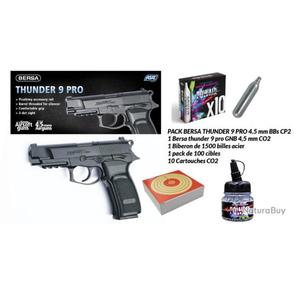 Pack pistolet 4.5 mm bersa thunder pro CO2 GNB