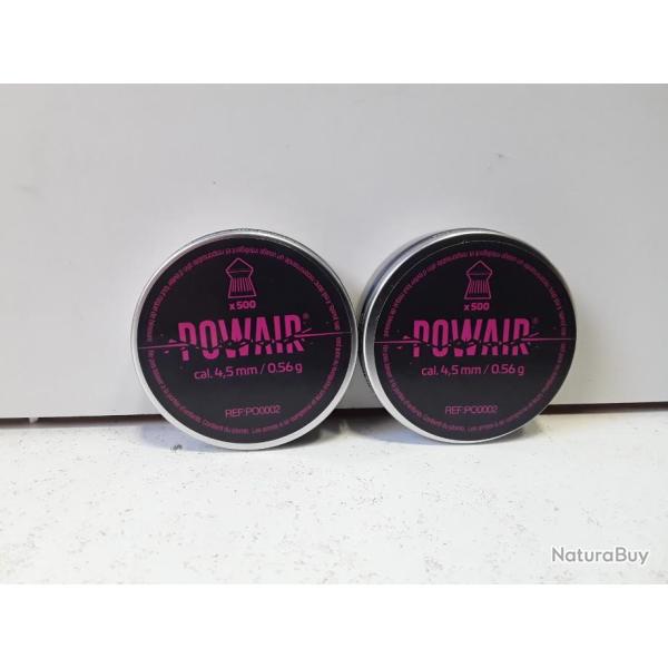 6281 LOT DE 1000 PLOMBS CAL4.5 DE  CHEZ POWAIR POINTUS  EN 0.56 GR  NEUF