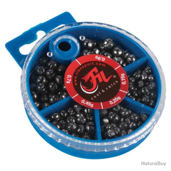 Boite de plombs Split Shot Filfishing 100gr 5 tailles
