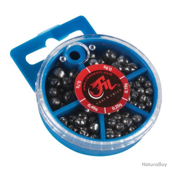 Boite de plombs Split Shot Filfishing 70gr 5 tailles