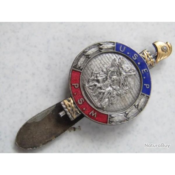 insigne MEDAILLE UNION DES SOCIETES D'EDUCATION PHYSIQUE  PREPARATION AU SERVICE MILITAIRE