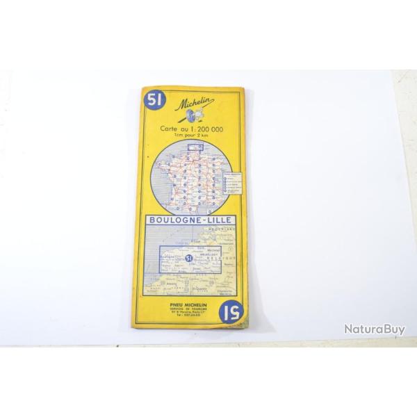 Plan carte Michelin 1970 - Boulogne - Lille (Nord)