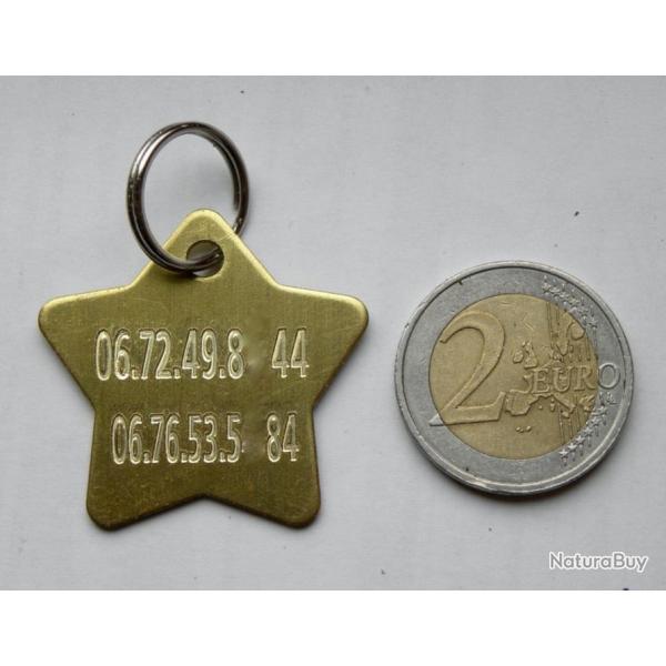 MEDAILLE GRAV�E CHIEN ETOILE LAITON (GM) harnais gravure 1 ou 2 faces