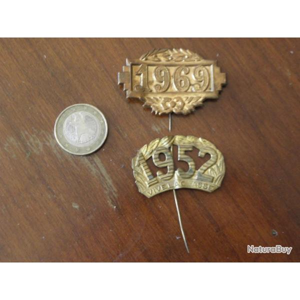 2 pins chasse vive la chasse 1952 et 1969