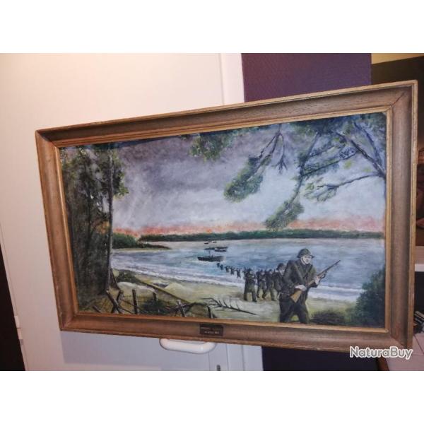 tableau militaire d�barquement DE SOLDATS FRANCAIS SUR ILE D OLERON 1945 CHTE MARITIME