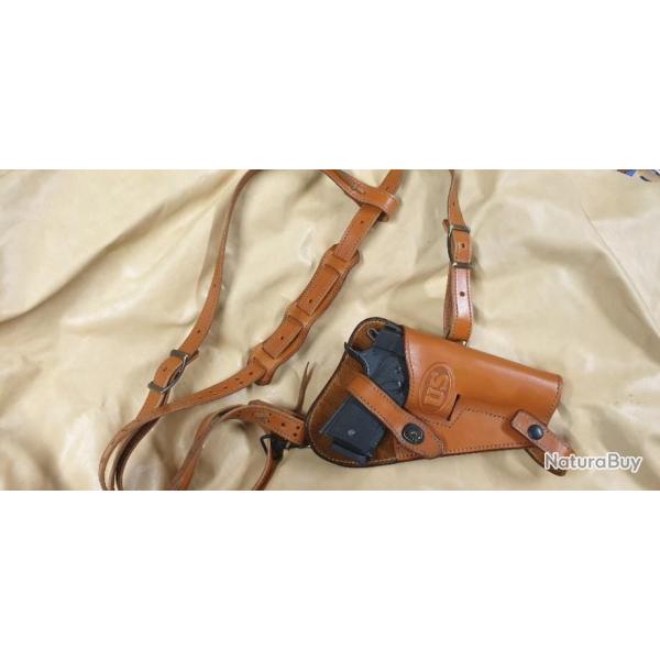 Holster d'paule pour Colt 1911 droitier en cuir doubl