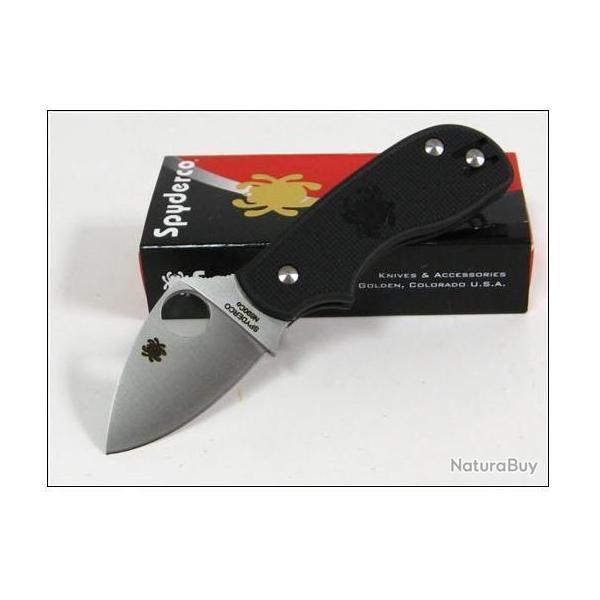 Couteau SPYDERCO SQUEAK Black FRN Plain Folding Knife Acier N690CO Made In Italy SC154PBK