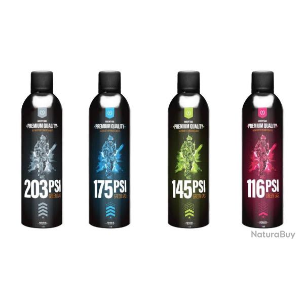 Pack Gaz Airsoft 4 puissance 116/145/175/203 PSI 500 ML