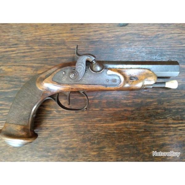 Pistolet � percussion - belle fabrication li�geoise ELG vers 1850 - TBE