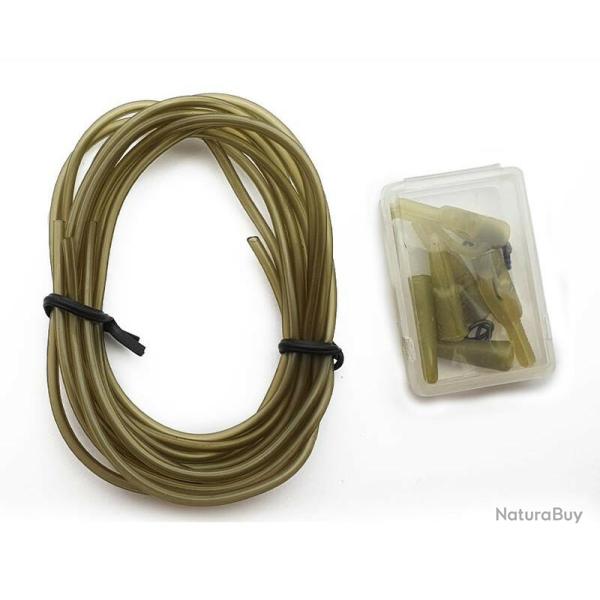 3 Safety Lead Clip/Rig On Tube Olive Green Dk Tackle