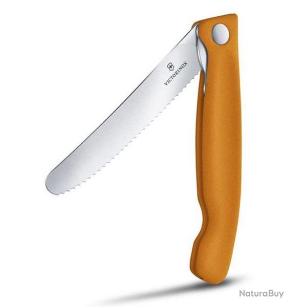 Couteau office pliant "SwissClassic", Couleur orange, Lame dentel�e [Victorinox]