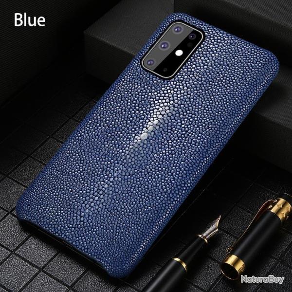 Coque Luxe Samsung Cuir Raie Stingray Galuchat-Bleu-Galaxy A31 20260729082510