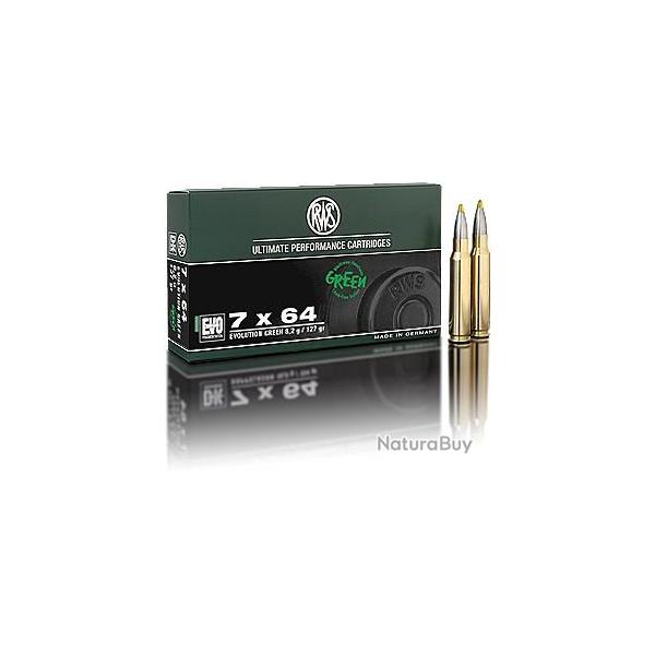 Munitions RWS calibre 7x64 Evolution Green 127gr - 8.2g x20