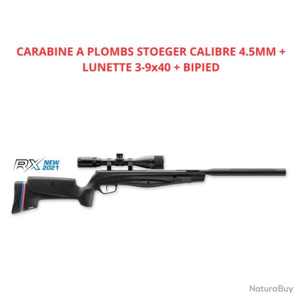 CARABINE A PLOMBS STOEGER RX20 TAC SUPPRESSOR CALIBRE 4.5MM + LUNETTE 3-9x40 + BIPIED