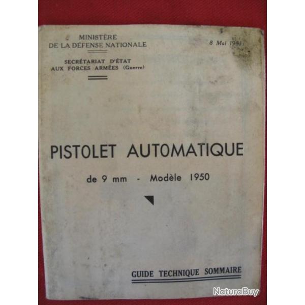 MANUEL UTILISATION : Pistolet Automatique de 9mm Modle 1950