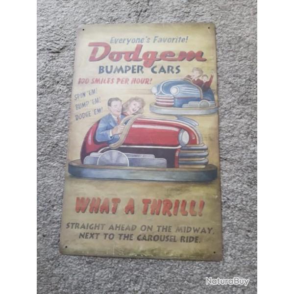PLAQUE METAL VINTAGE "BUMPER CARS"