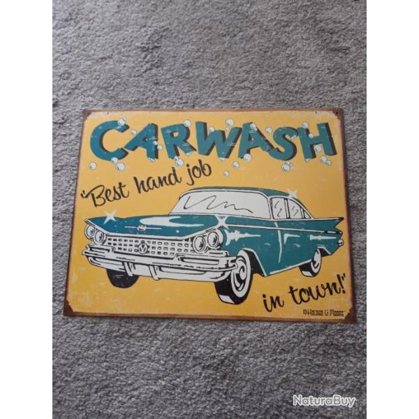 PLAQUE METAL VINTAGE "CAR WASH"