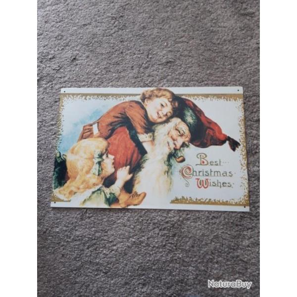 PLAQUE METAL VINTAGE "BEST CHRISTMAS WISHES"