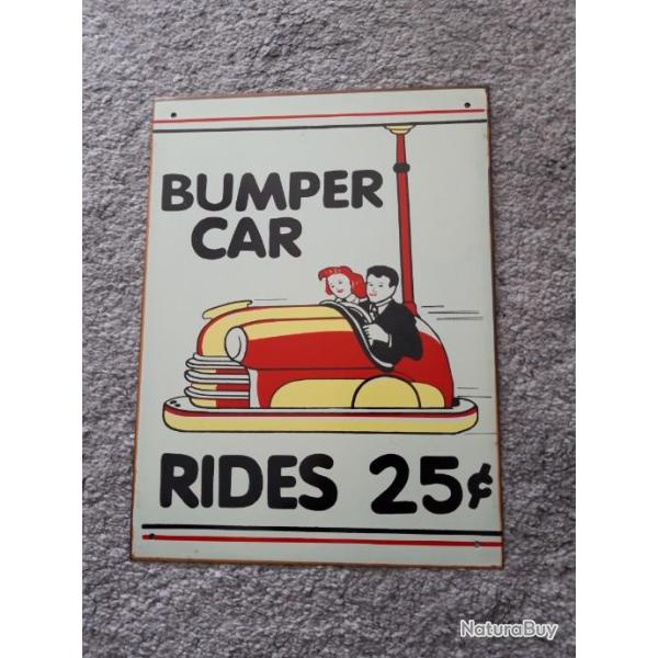 PLAQUE METAL VINTAGE "BUMPER CAR RIDES"