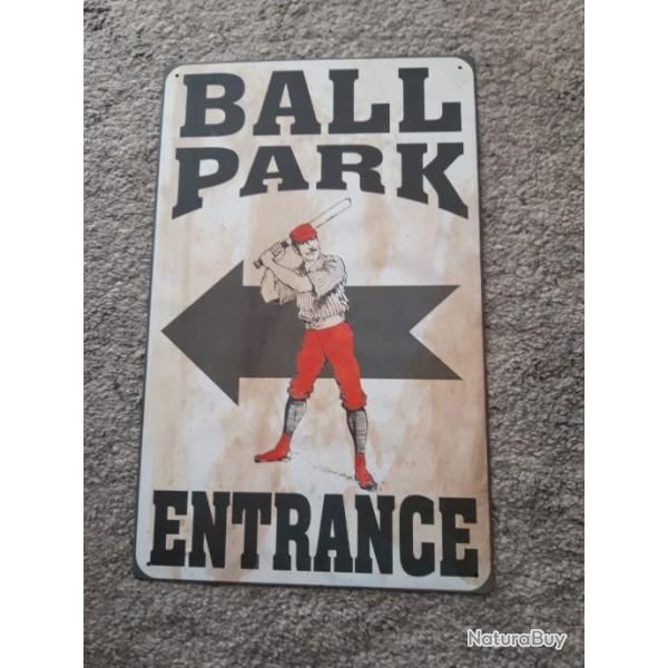 PLAQUE METAL VINTAGE"BALL PARK"