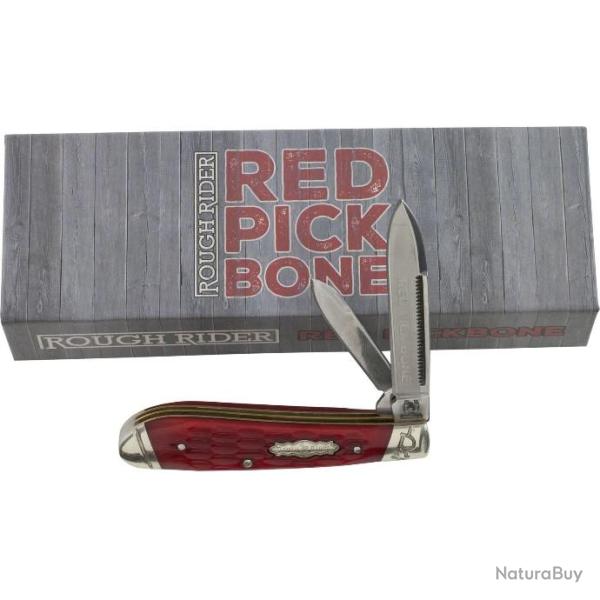 Couteau Rough Ryder Peanut Red Pick Bone Lames Acier 440 Manche Os RR1679