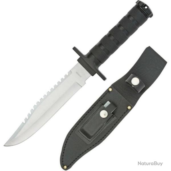 CN210681BK Couteau de Survie Style Rambo Lame Acier Inox Kit de Survie Etui avec pierre � affuter -