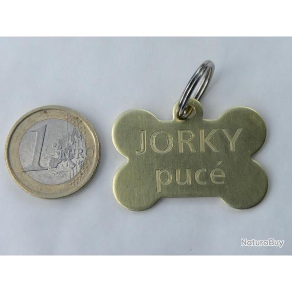 MEDAILLE en laiton pour chien "os" moyen mod�le gravure, personnalisation offerte
