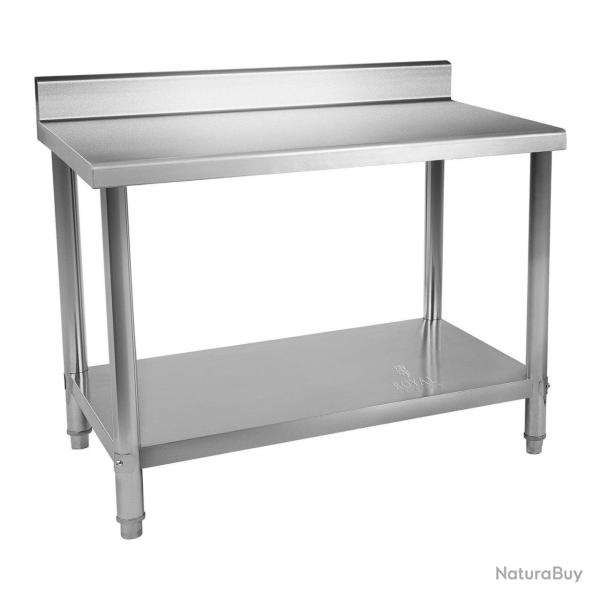 Table de travail cuisine professionnelle acier inox 120 x 60 cm capacit� de 110 kg avec dosseret 14