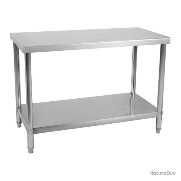 Table de travail cuisine professionnelle 120 x 70 cm capacit� de 115 kg acier inox 14_0003683