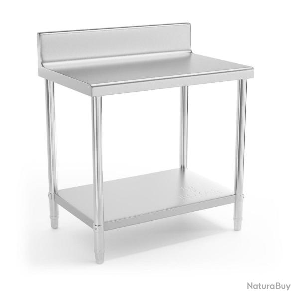 Table de travail cuisine professionnelle acier inox 90 x 60 cm avec rebord capacit� de charge de 21