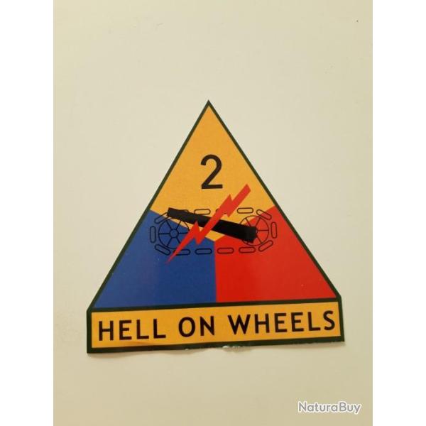 AUTO-COLLANT DE LA 2 EME DIVISION BLIND�E  U.S. "HELL ON WHEELS"