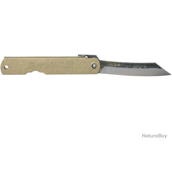 HIGOC1B Couteau Higonokami N� 1 Folder Blue Paper Manche M�tal Bronze Japan