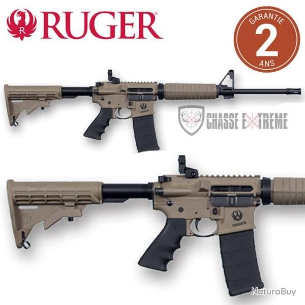 Carabine RUGER AR-556 Brun 41cm cal 223 Rem avec Cache Flamme Amovible