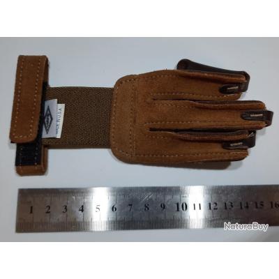 Gants De Tir à L'arc 3 Doigts En Cuir - Protection Doigts - Noir - Tailles M, L, XL