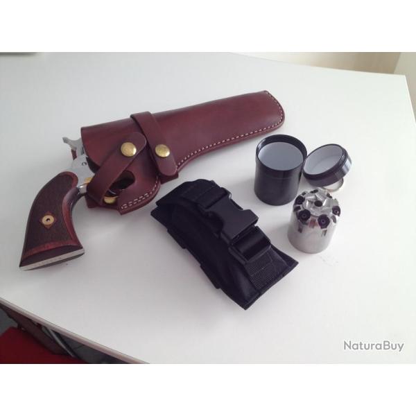 poche cordura (molle) et tui en mtal noir pour transport de barillet pour 1858 Uberti calibre 44