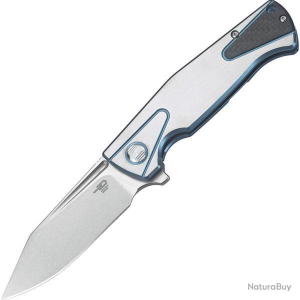 BTKT1901D Couteau Bestech Knives HORUS Blue/Silver Titanium Handle S35VN Blade
