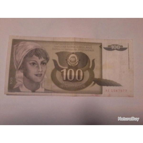 billet yougoslave de 100 dinara 1991 N�AE1547977